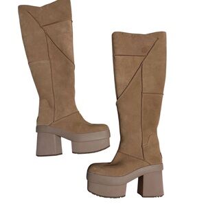 UGG NEW HEIGHTS PLATFORM XTRA CHESTNUT SUEDE ZIP WOMEN'S BOOTS SIZE US 11 NEW